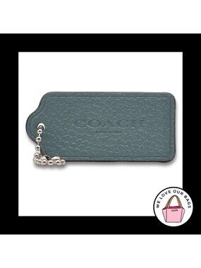 2.25" COACH NEW YORK Green Pebbled Leather Fob Bag Charm Keychain Hang Tag